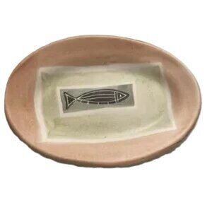 Trinket Dish Soap Dish Fish Oval Pottery Ceramic 6.5 x 4.75 inches